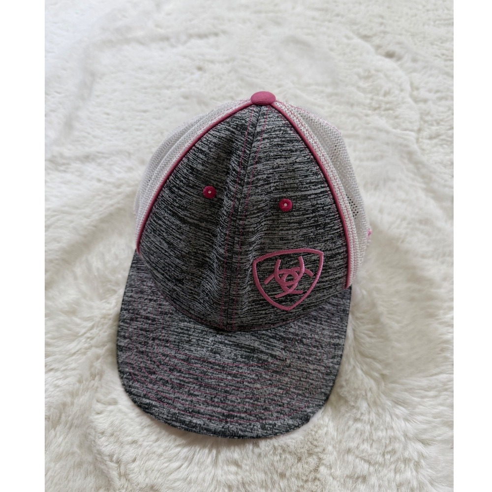 Ariat Trucker Hat Grey Pink Space Dye Mesh Snapback Cap Gorpcore Hiking Outdoor